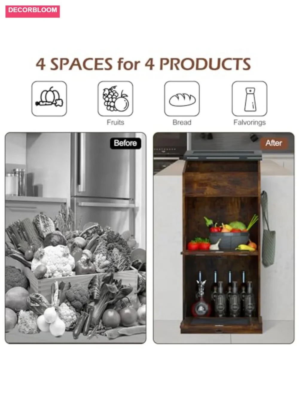 MDF Wood Potato Onion Storage Bin with Lid and Ventilated Wire Mesh Doors for